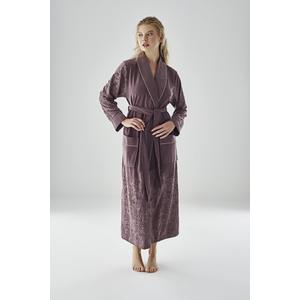 Eteği Jakarlı Niki Kadife Bambu Cotton Bayan Sabahlık