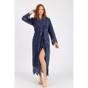 Uzun Şalyaka Dantelli Bambo Cotton Bayan Bornozu