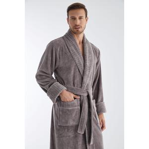 Yaka Fitilli Bambu Cotton Erkek Bornozu